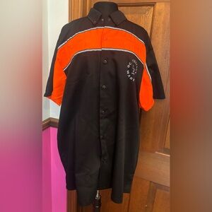 Biker Apparel OC Bikefest 2024 Black and Orange Button-Up Shirt XL